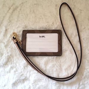 Coach Lanyard Signature Khaki Metallic Trim